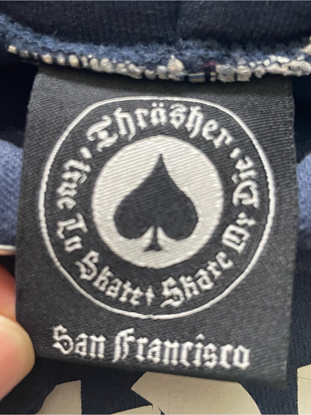 Thrasher Navy Crewneck Sweatshirt with White Logo - Men's - Picture 2 of 4